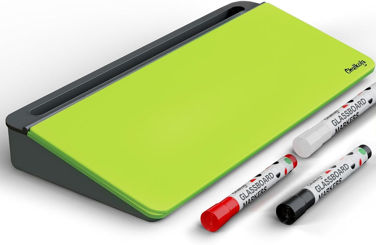 Chalkola Glass Desktop Whiteboard with Storage
