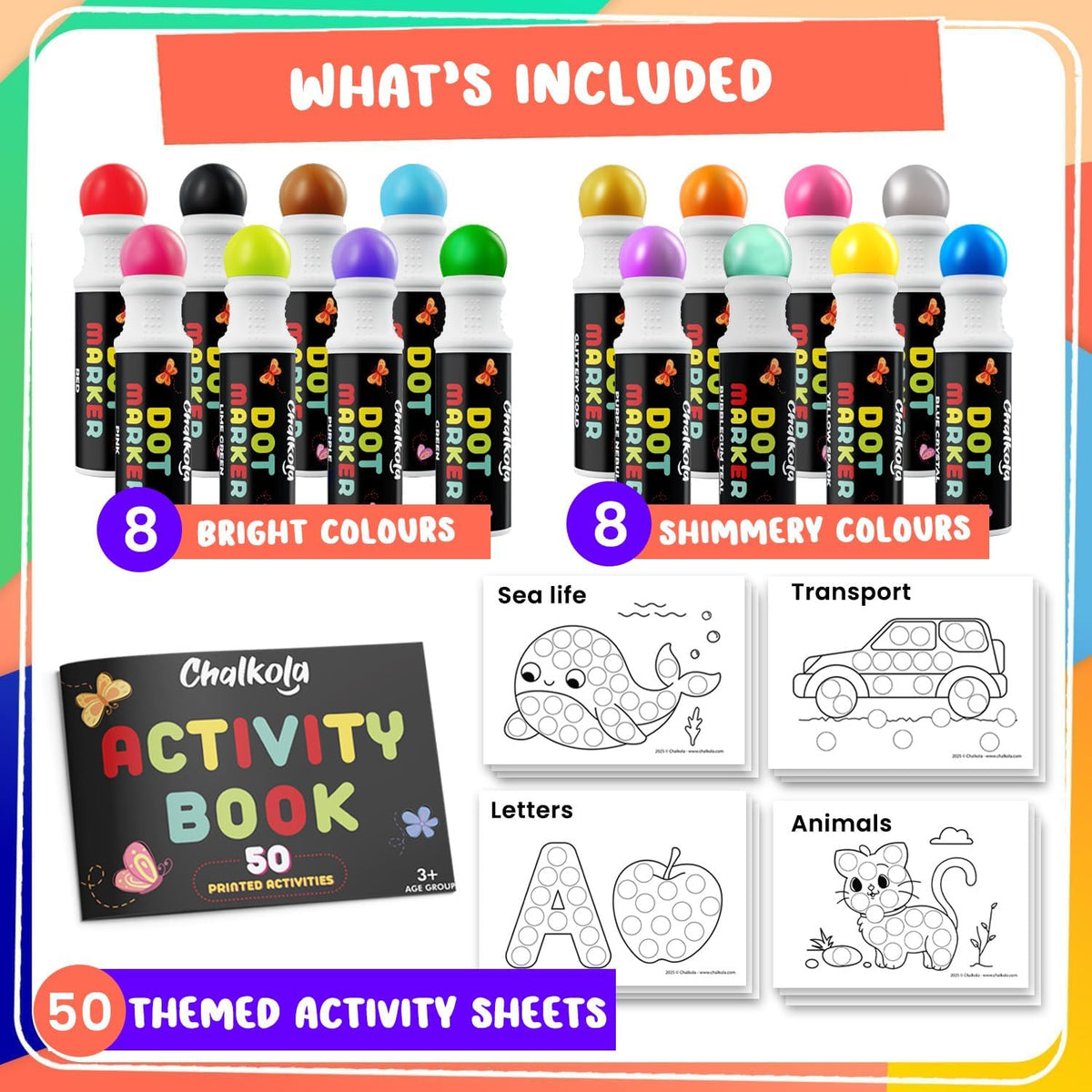 Chalkola 16 Count Washable Dot Markers