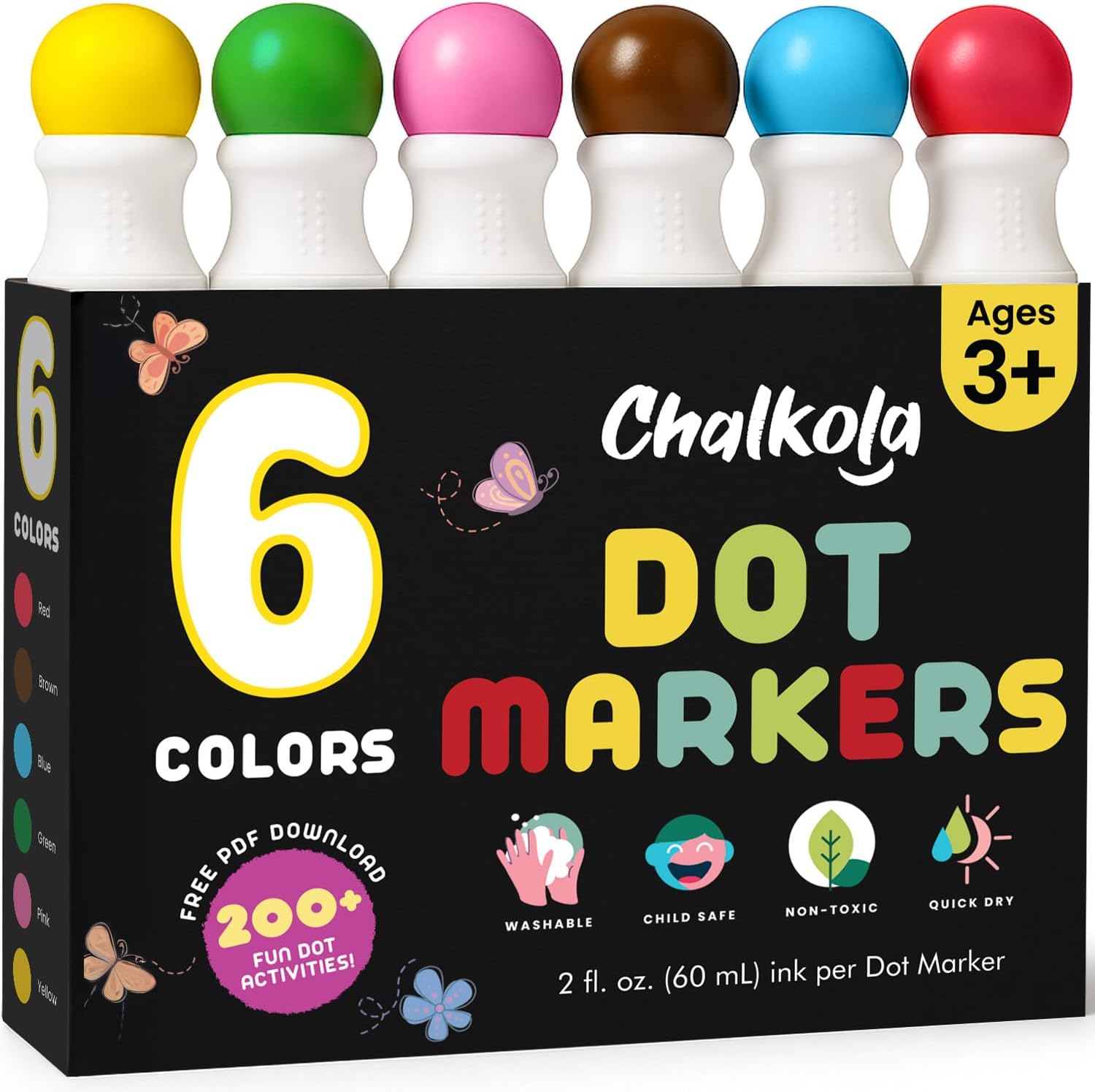 Chalkola 6 Count Washable Dot Markers
