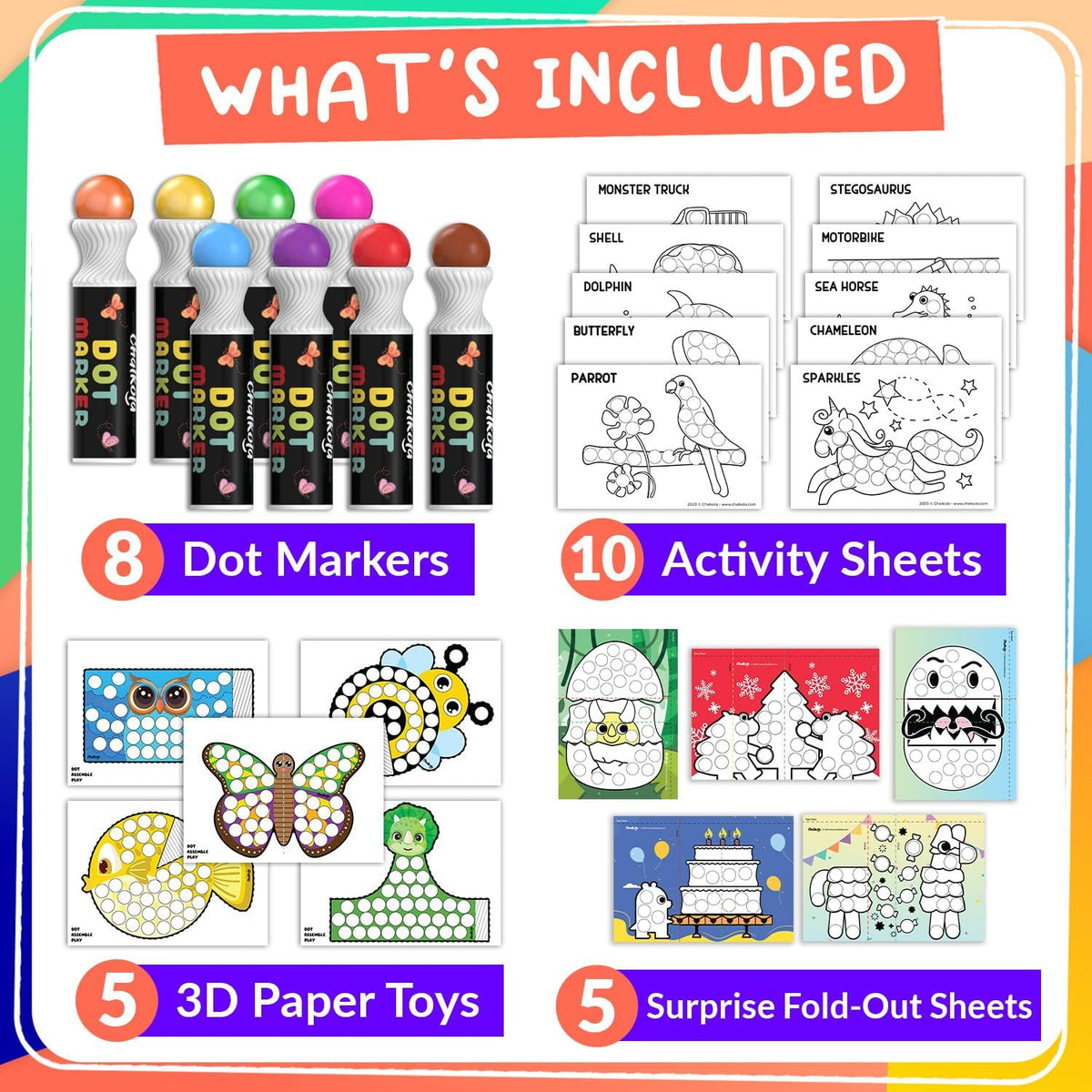 Chalkola 8 Count Washable Dot Markers