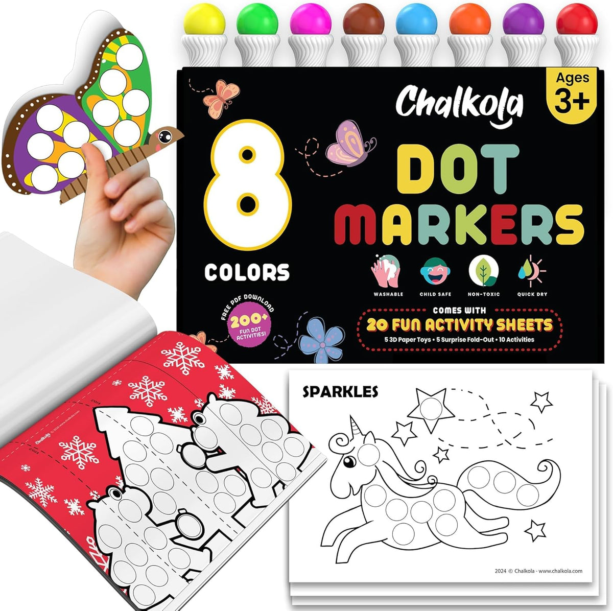 Chalkola 8 Count Washable Dot Markers