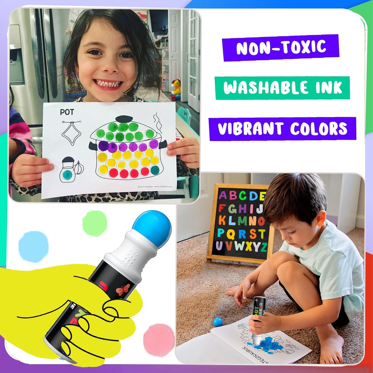 Chalkola 6 Count Washable Dot Markers