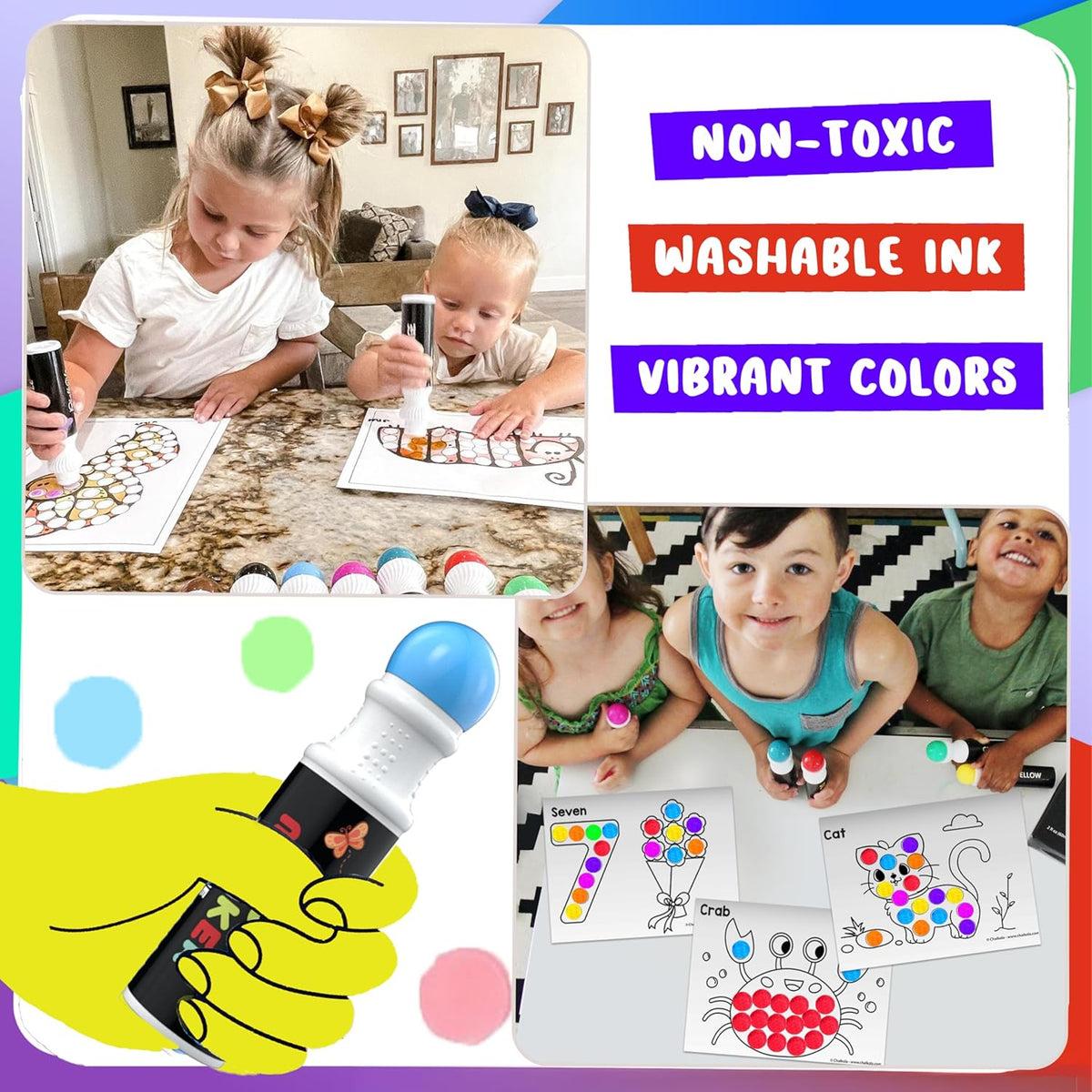 Chalkola 50 Count (Bulk) Washable Dot Markers