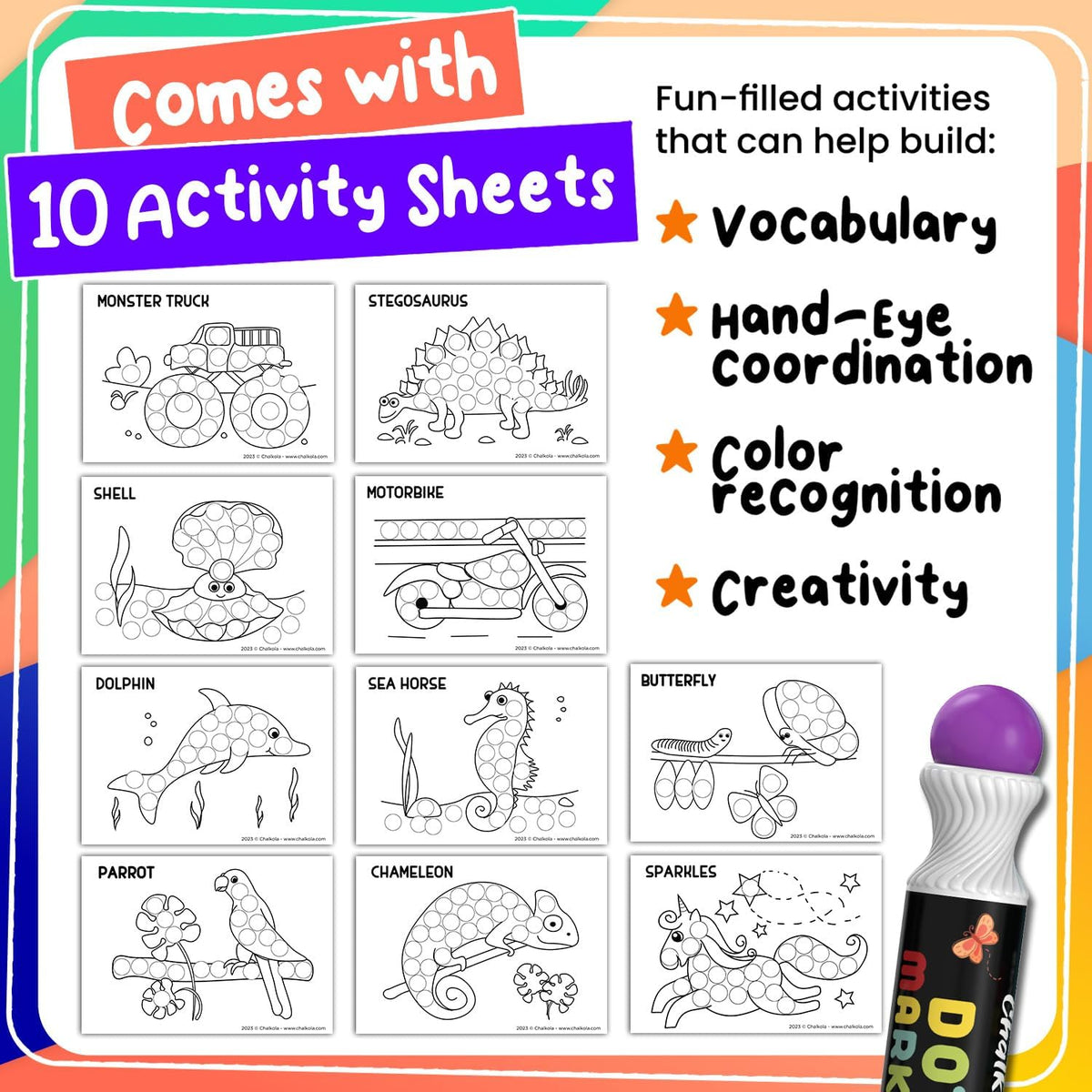 Chalkola 8 Count Washable Dot Markers