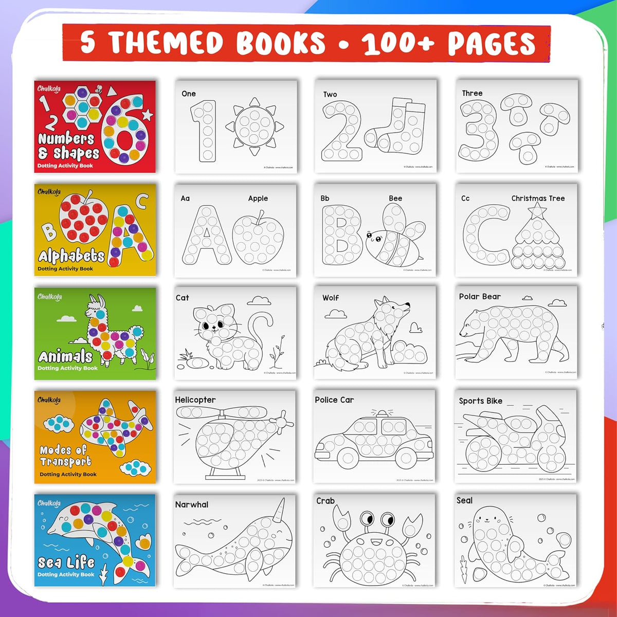 Chalkola 50 Count (Bulk) Washable Dot Markers