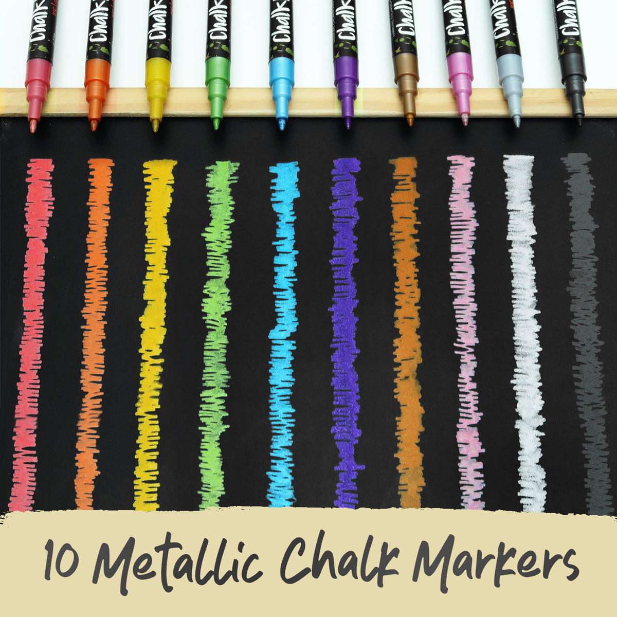 Metallic Chalk Markers - Reversible Nib | Pack of 10