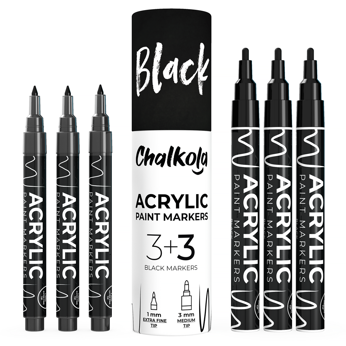 Acrylic Paint Marker Pens - Variety Pack of 6, Extra Fine &amp; Medium Tip