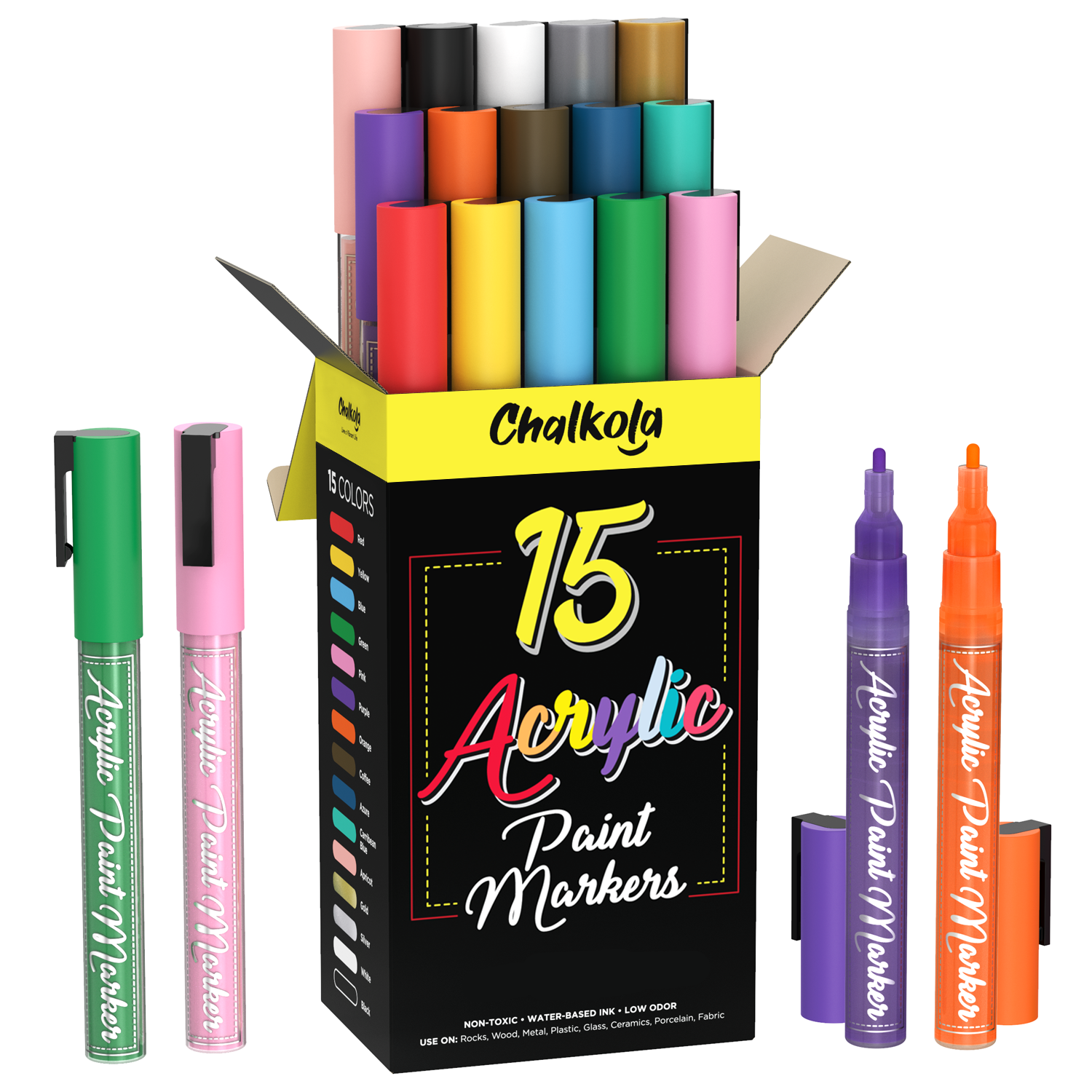 Acrylic Paint Marker Pens Pack of 15 Chalkola Arts and Craft