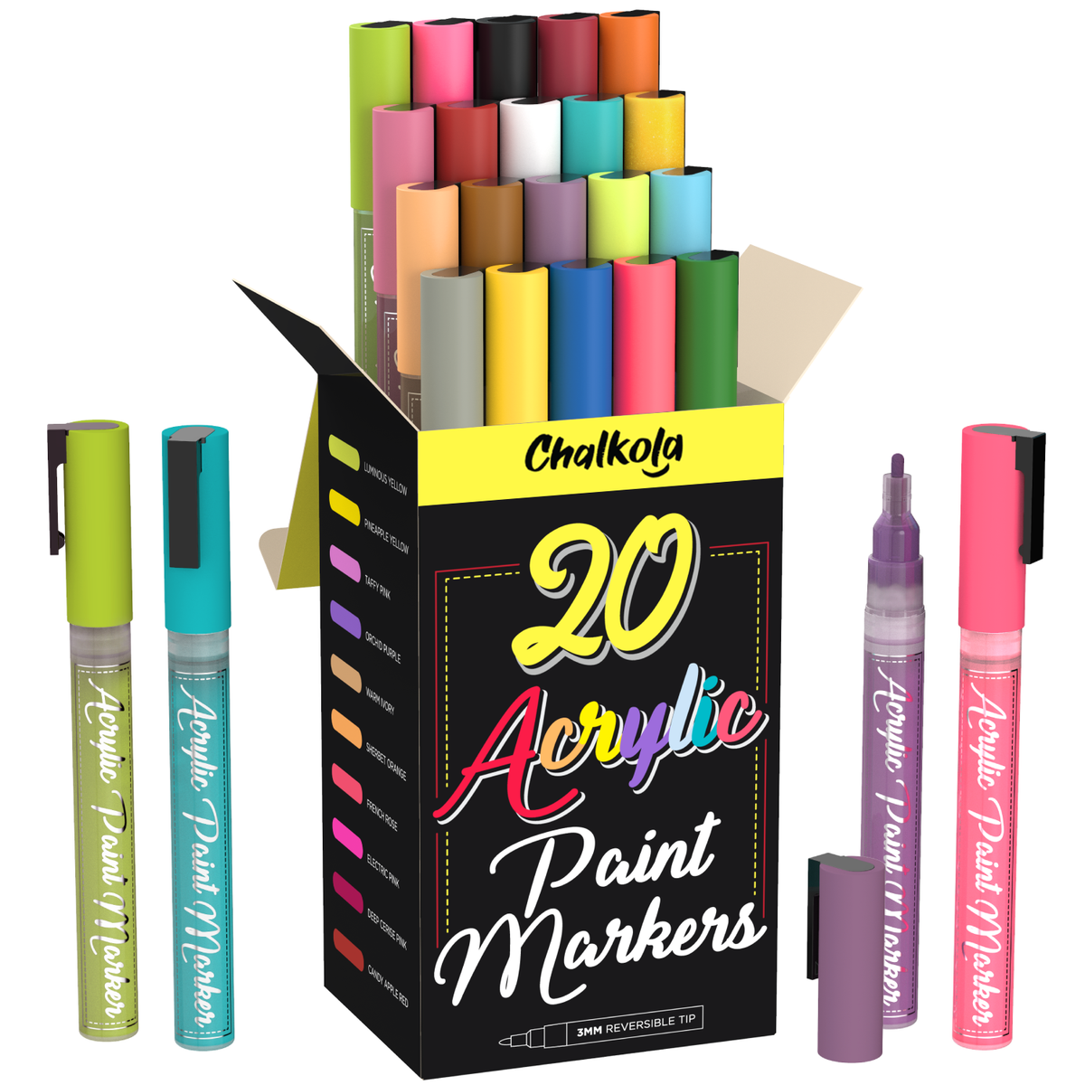 Acrylic Paint Marker Pens - Pack of 20