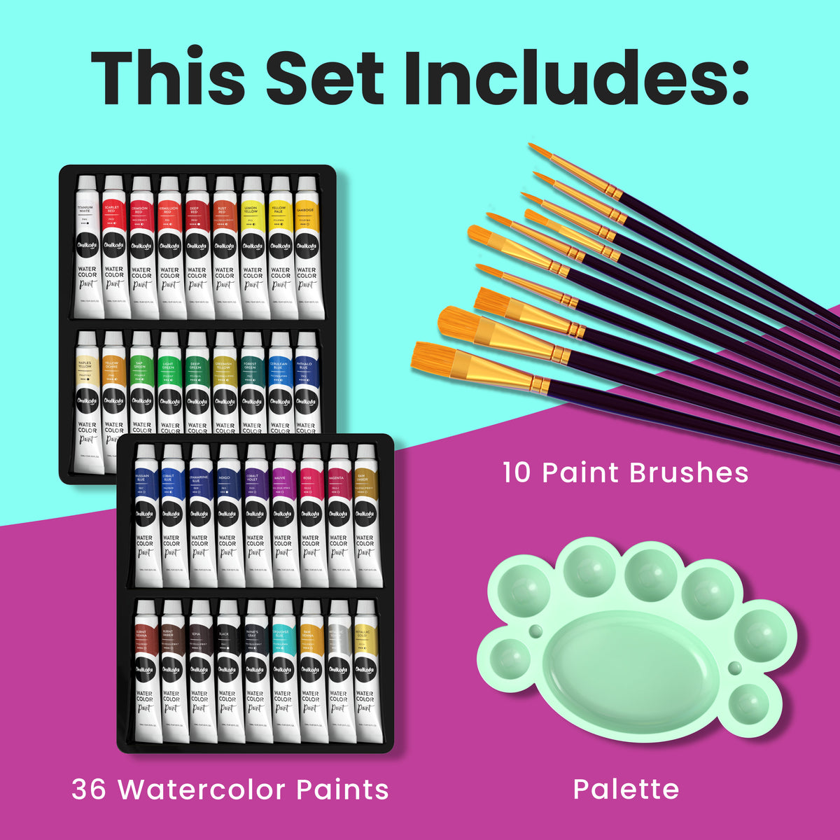 Watercolour Paint Set | 36 Colors, 12 ml Tubes, 0.4 oz.