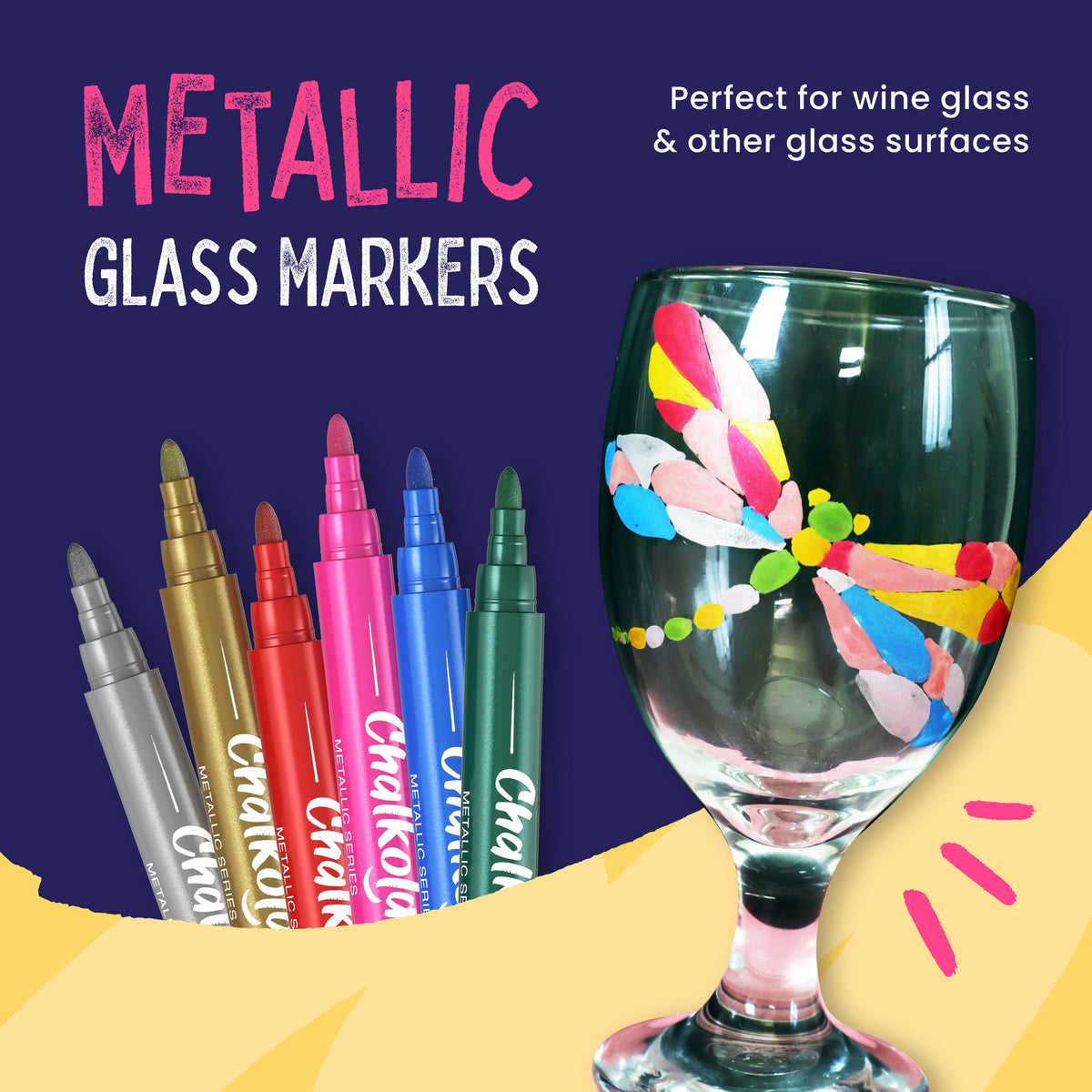 Chalkola Chalk Pens &amp; Metallic Colours - Pack of 21 Chalk Markers