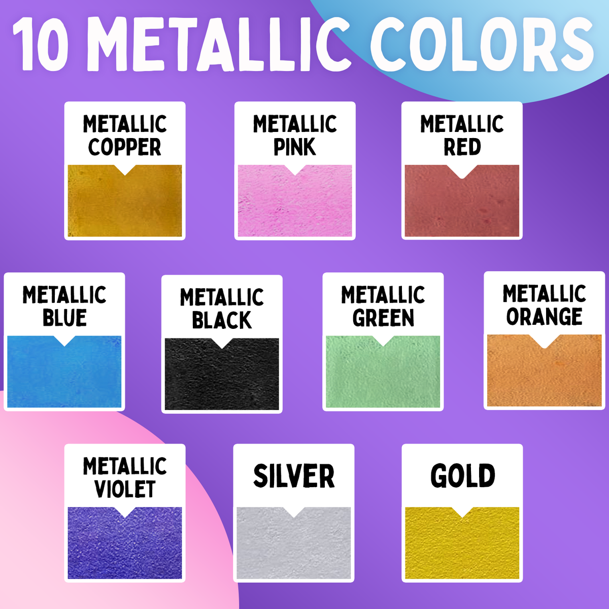 Metallic Chalk Markers - Reversible Nib | Pack of 10