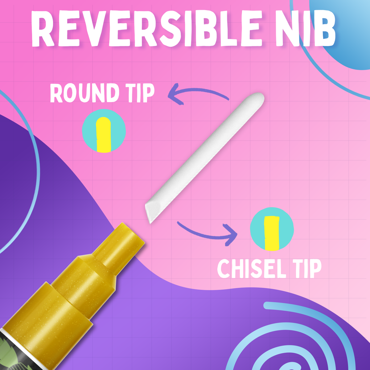 Metallic Chalk Markers - Reversible Nib | Pack of 10