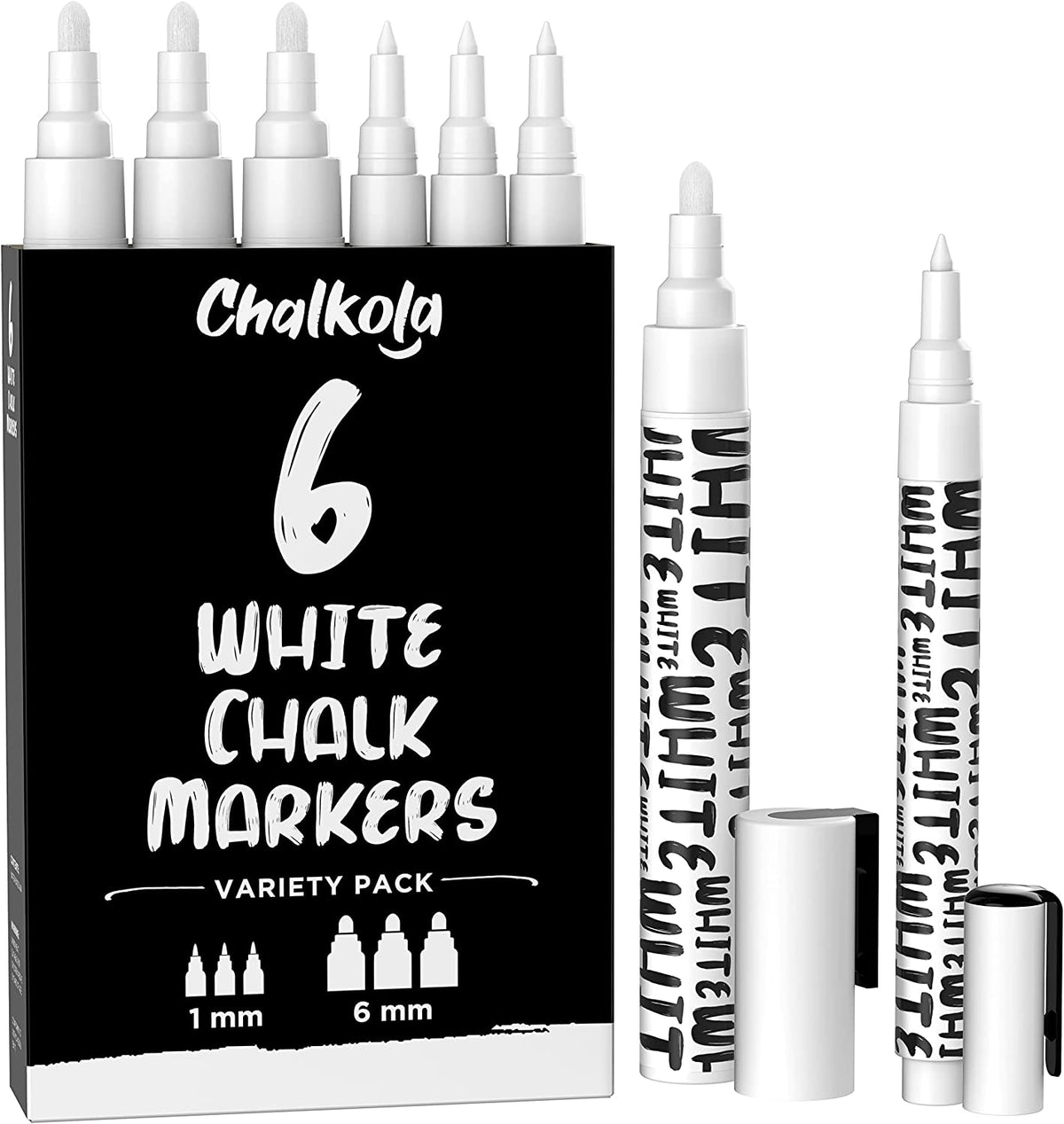 White Liquid Chalk Marker Pen (6 Pack) - Chalkola Arts and Craft