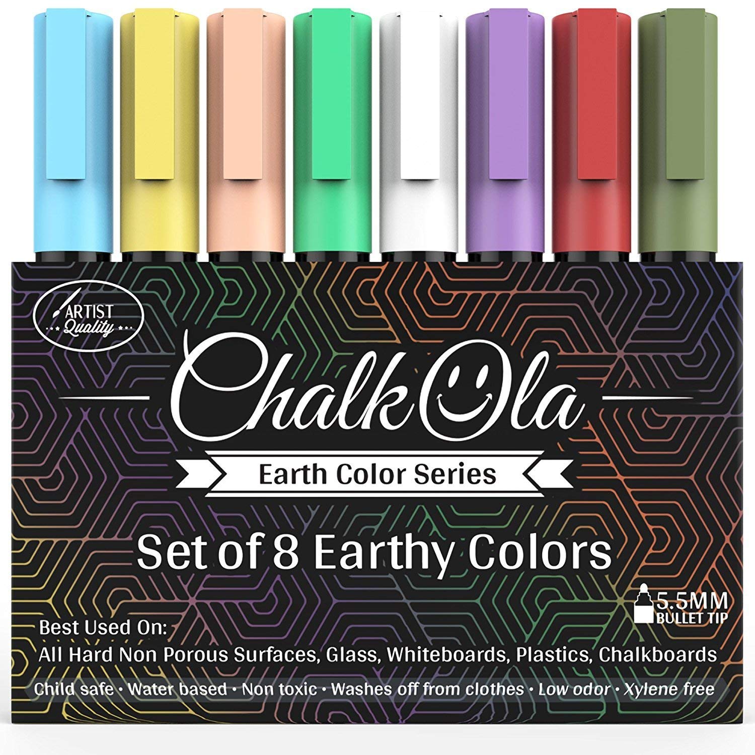 Chalkboard Markers | 6mm Reversible Nib Classic Colors | Pack of 8