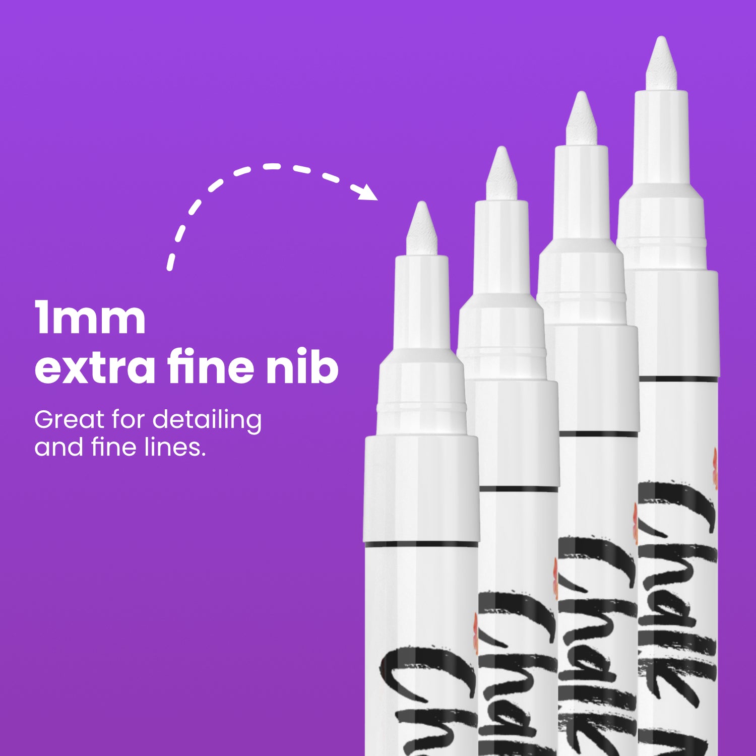 Chalk Pens 4-Pack Extra Fine White Chalk Markers 1mm Tip For