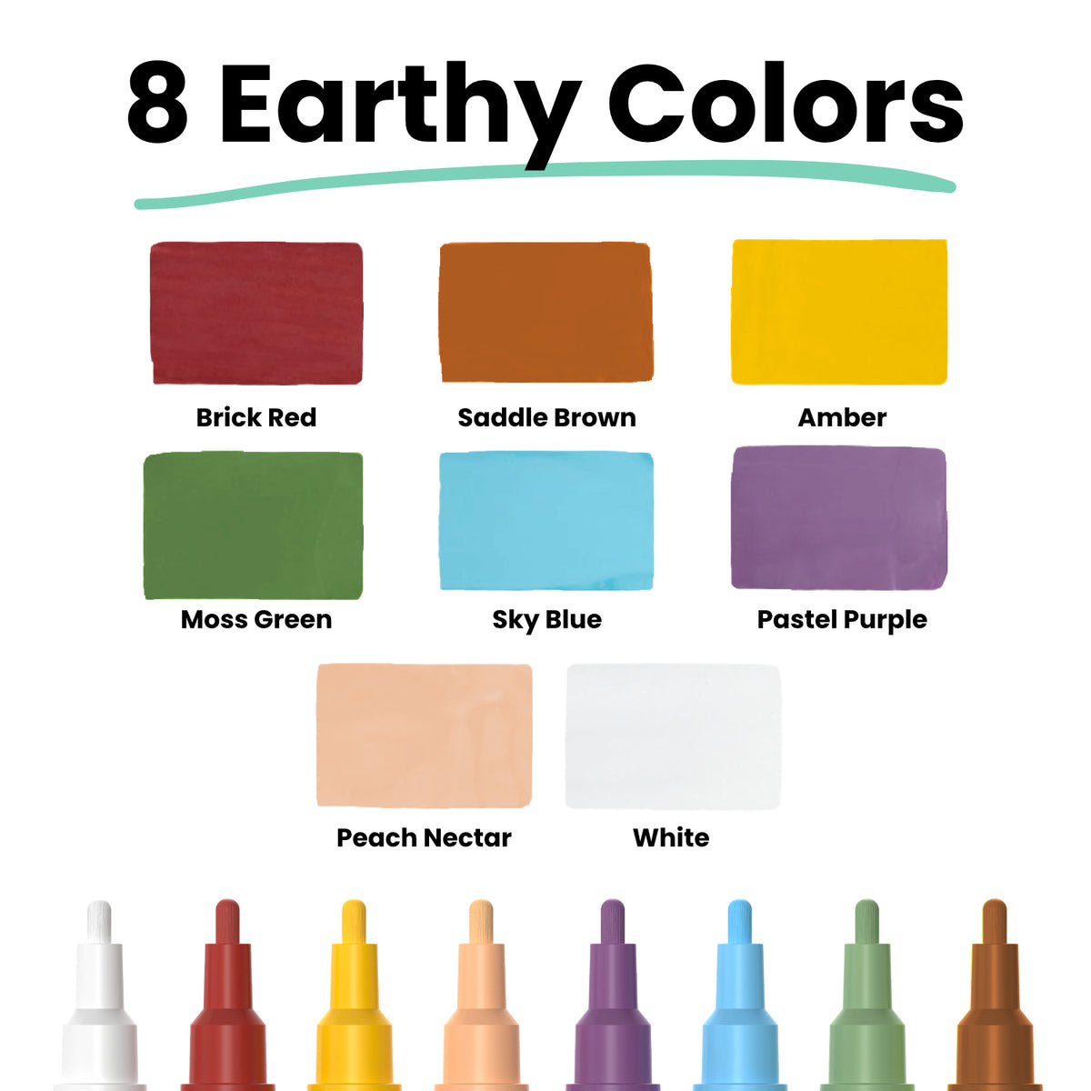 Chalkboard Chalk Markers - Pack of 8 Classic Earth Colours | 3mm Fine Nib