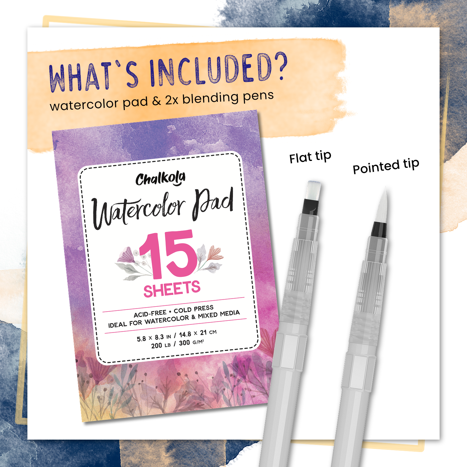 Watercolour Brush Pens 2 Blending Brushes Chalkola Arts and Craft