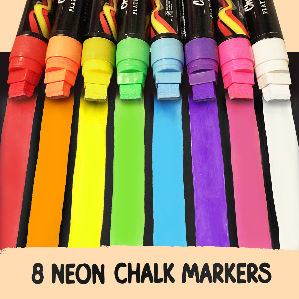 Jumbo Color Chalk Markers with 15mm Nib - Pack of 8 Pens