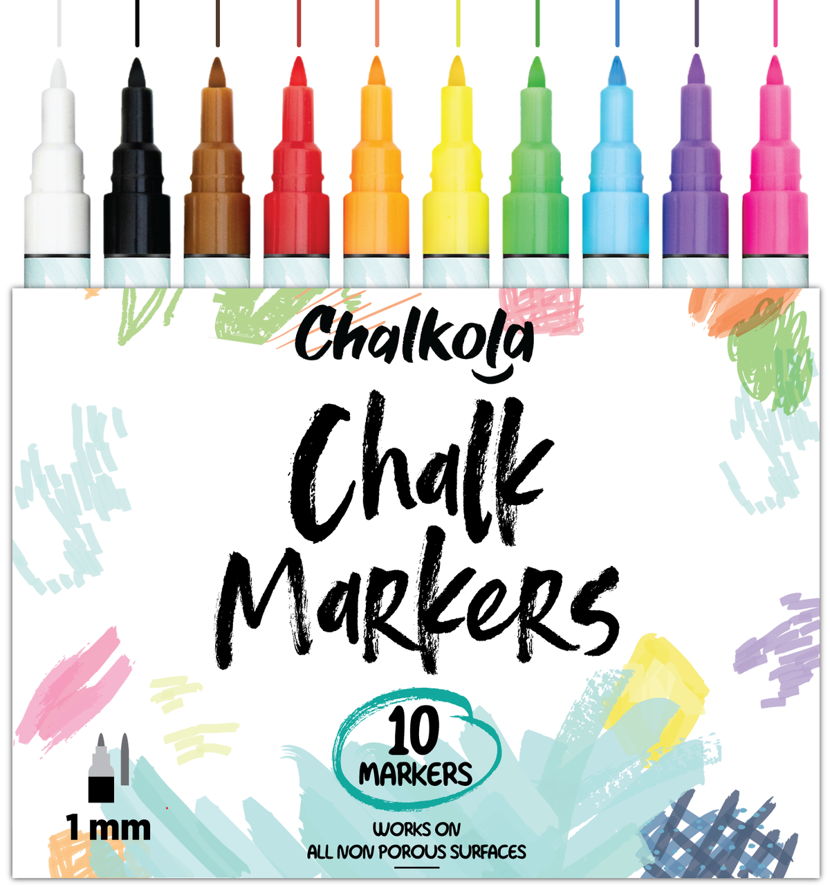 1mm Extra Fine Chalk Markers - Neon Colours | Pack of 10