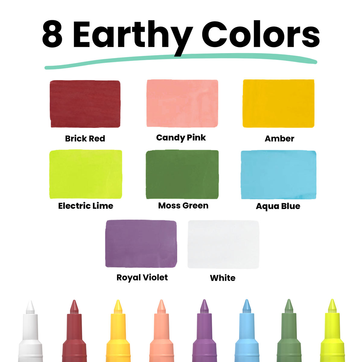 1mm Extra Fine Nib Chalk Markers, Classic Earth Colours | Pack of 8