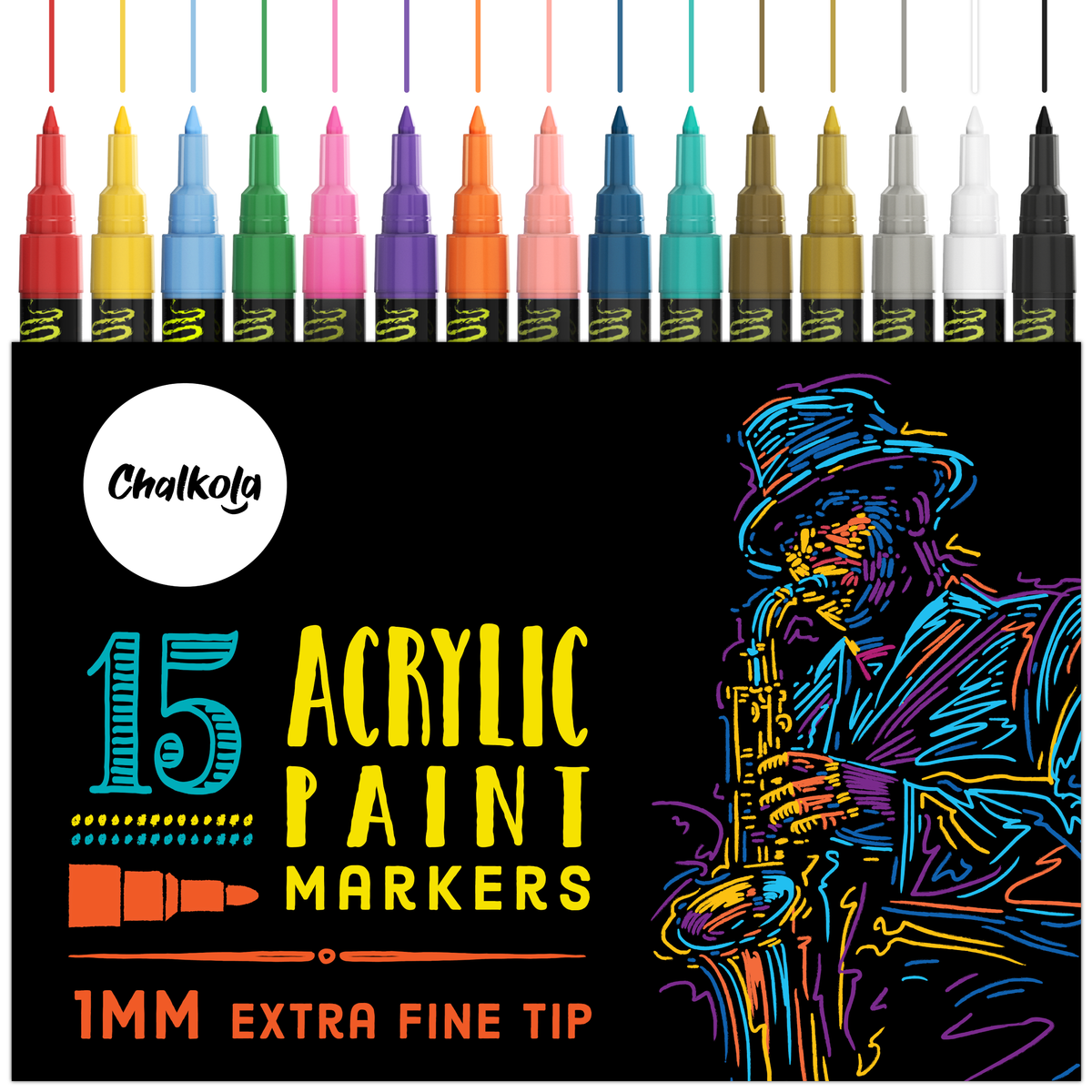Acrylic Paint Marker Pens - Pack of 15