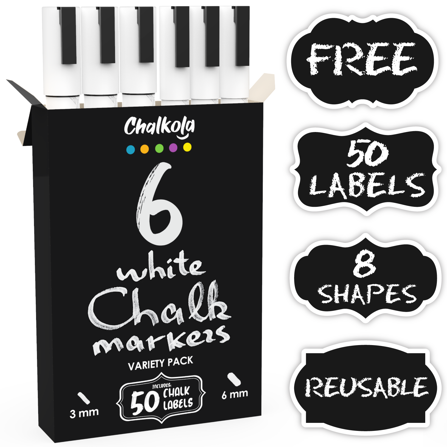 Acrylic Paint Marker Pens - Variety Pack of 6, Extra Fine & Medium